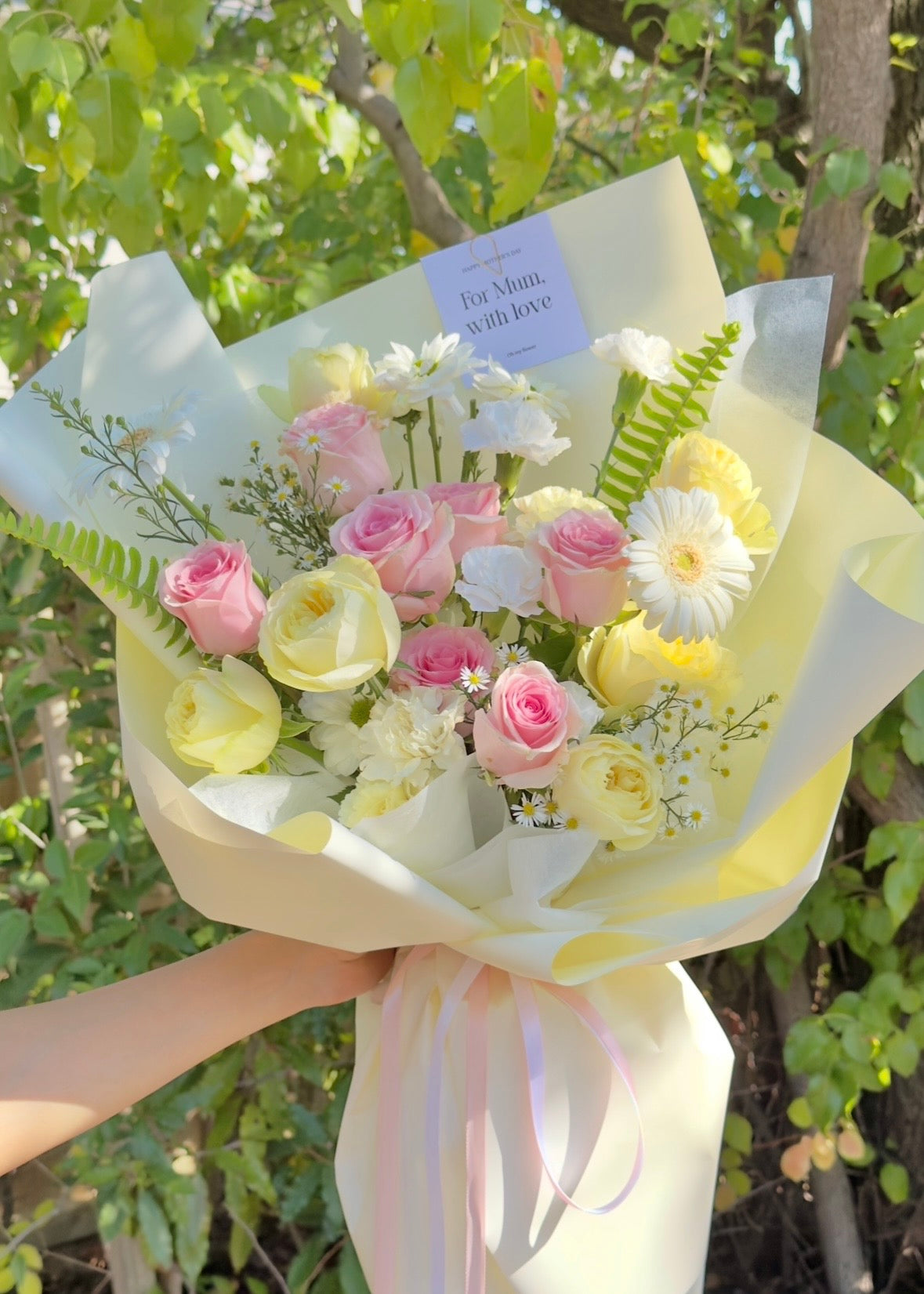 With Love Rose Bouquet (Pink Yellow)