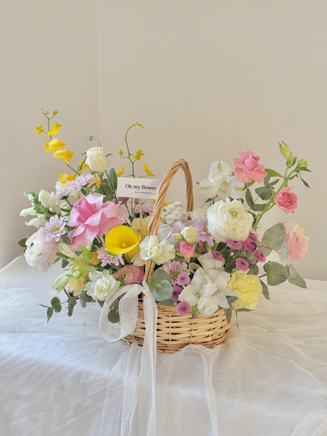 Pink Yellow Flower Basket