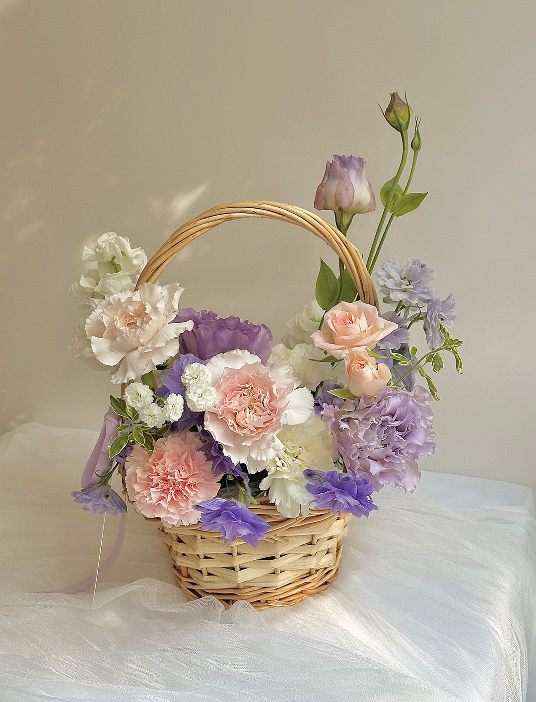 Peach Lavender Flower Basket