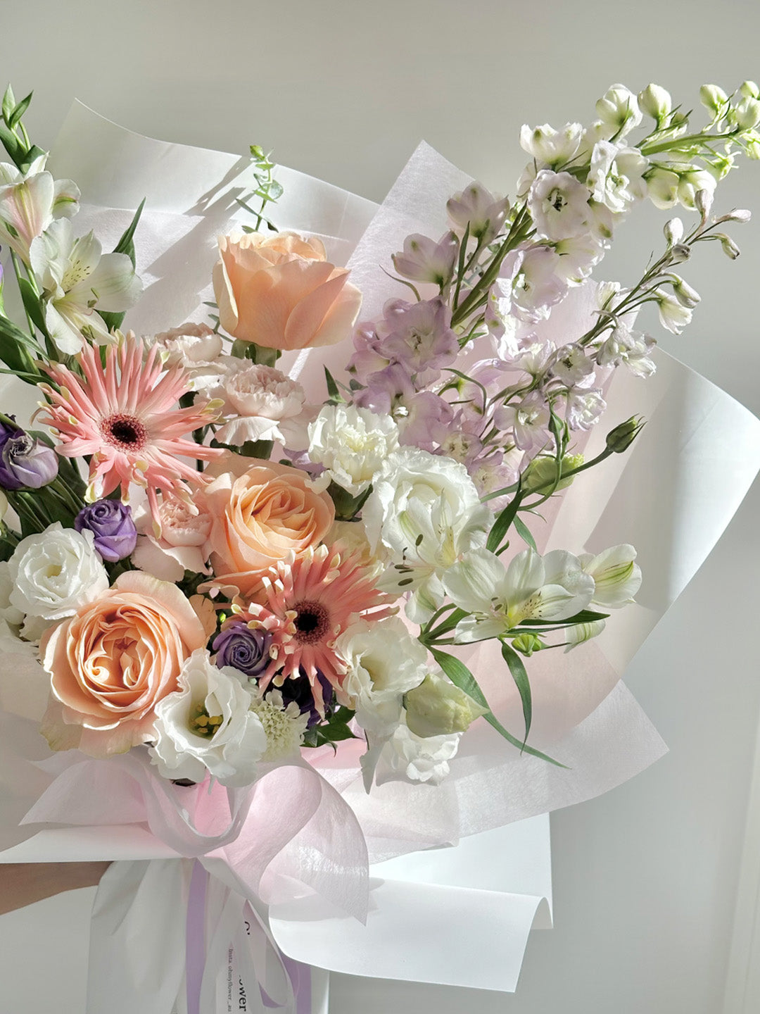 Peach Lavender Flower Bouquet