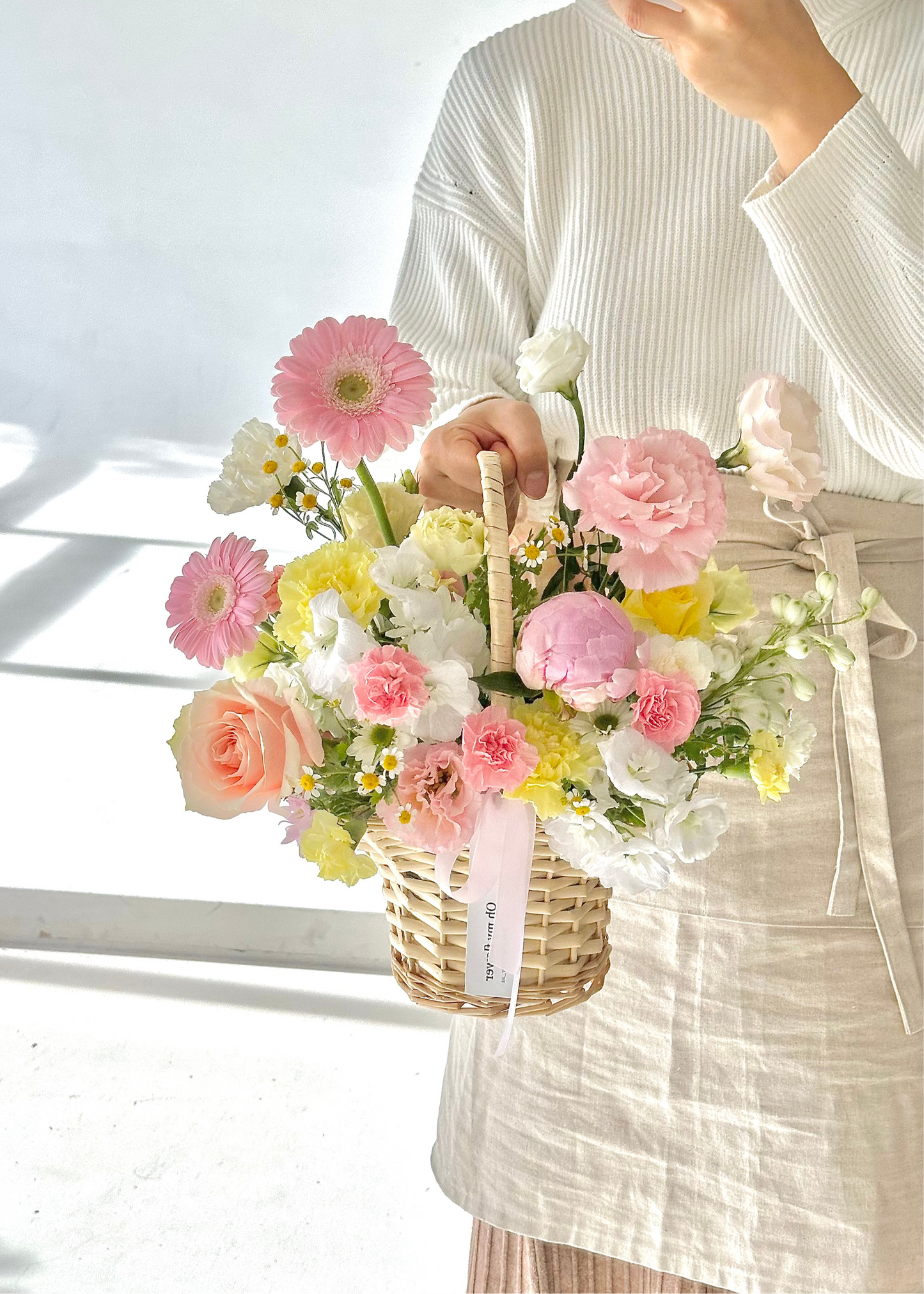 Pink Yellow Flower Basket