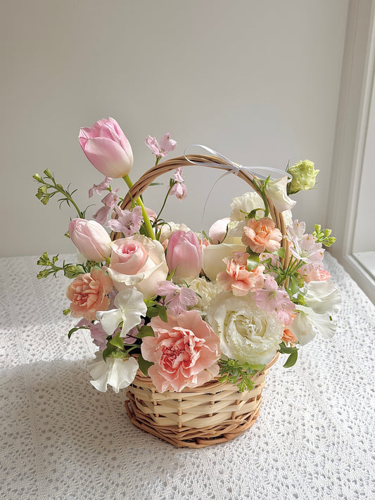 Peach Pink Flower Basket