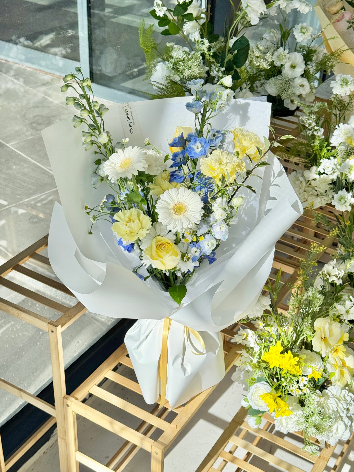 Yellow Blue Flower Bouquet