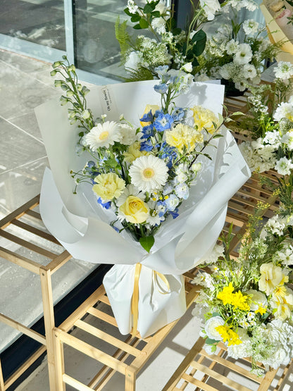 Yellow Blue Flower Bouquet