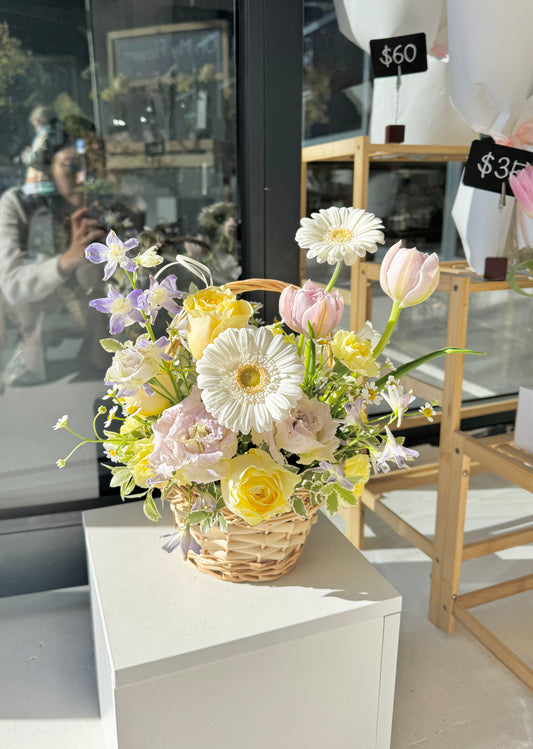 Yellow Lavender Flower Basket