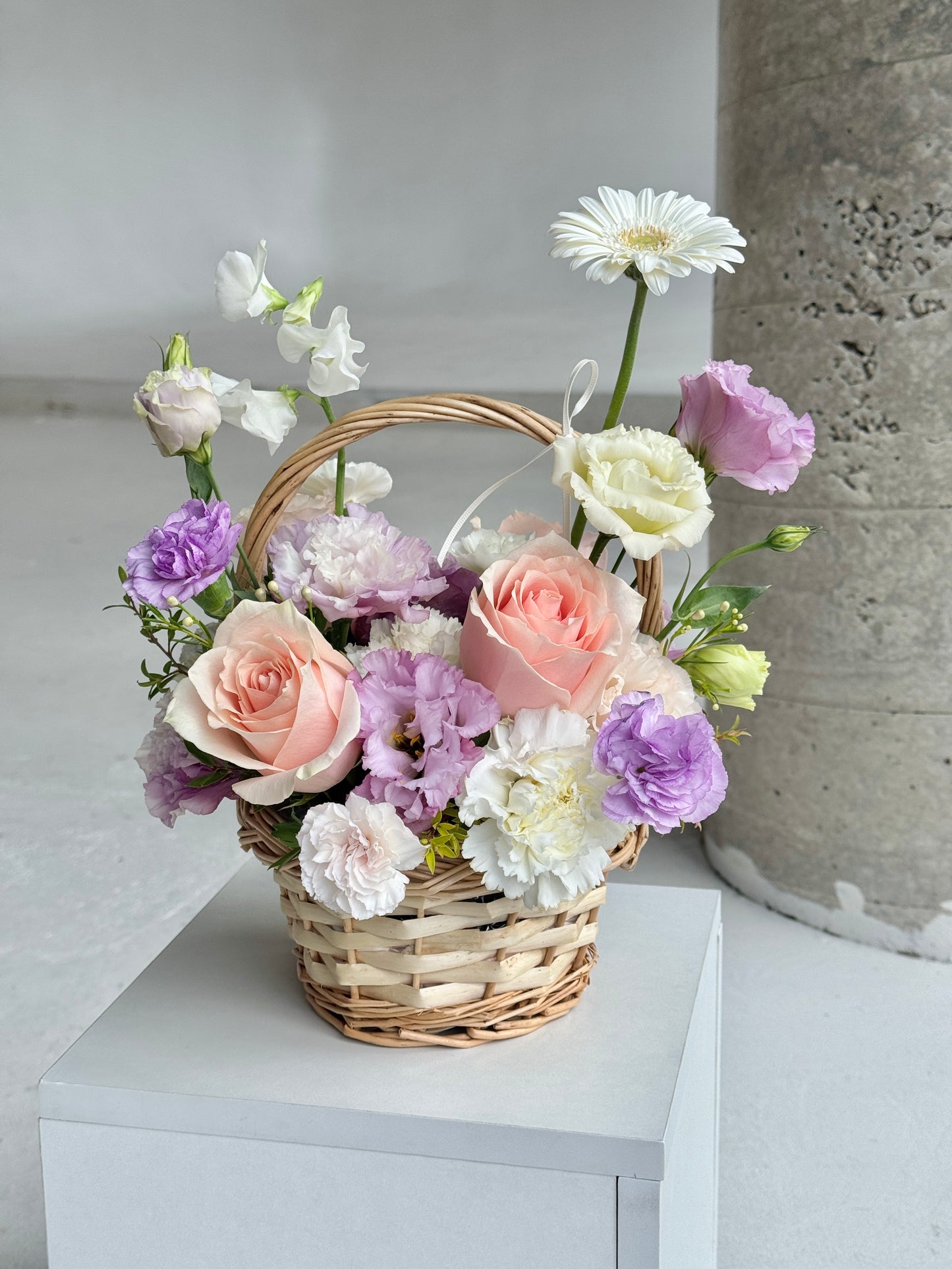 Peach Lavender Flower Basket