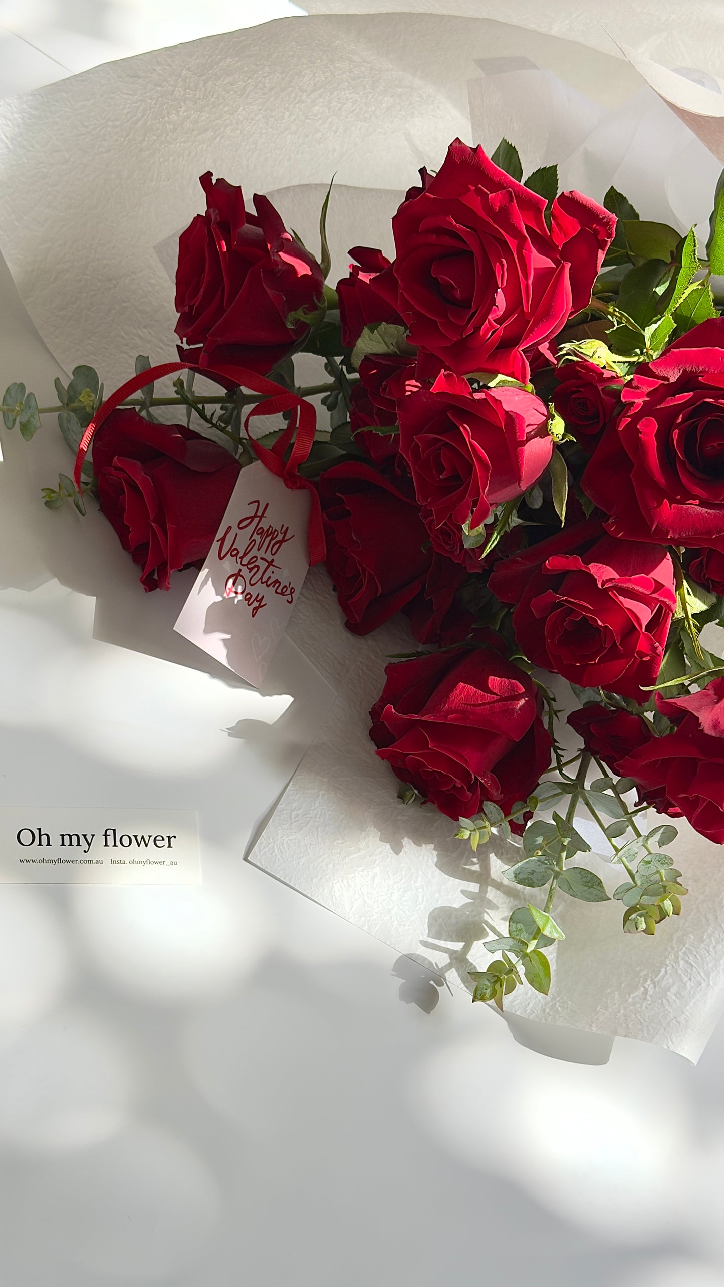 Crimson Velvet Bouquet with white wrapping