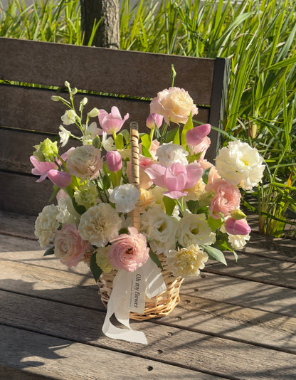 Pink White Flower Basket