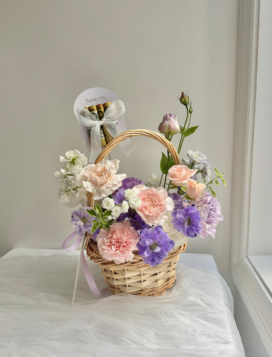 Peach Lavender Flower Basket (Small)