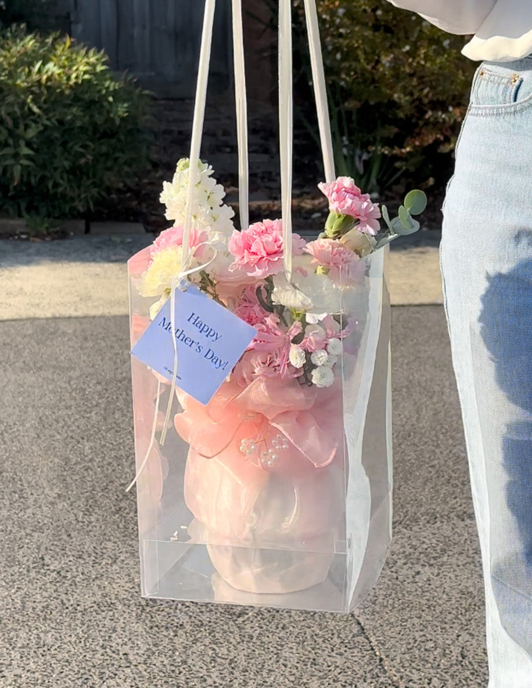 [Sold Out] Pink White Vase Arrangement with wrapping cloth