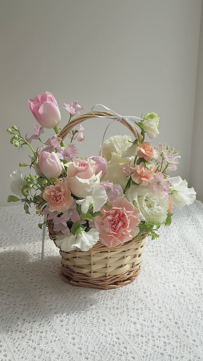 Peach Pink Flower Basket