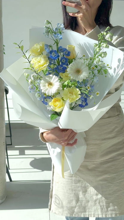 Yellow Blue Flower Bouquet